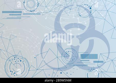 Blue biohazard sign science geometric background Stock Vector