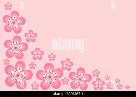 Cherry blossom frame with copy space or space for design or text. Frame with springtime and flowers concept. Vector illustration in trendy flat Stock Vector