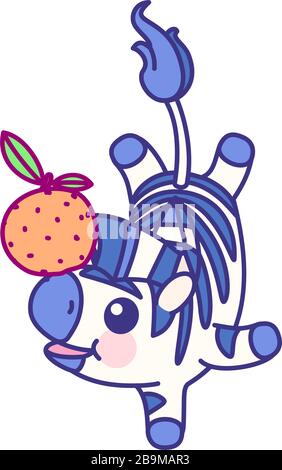 vector flat striped baby zebra. cute animal Stock Vector