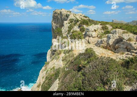 view over northern coast at Cap de Formentor in Mallorca, Spain Stock Photo