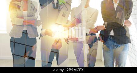 Creating an idea concept for a team of business people in an office. Stock Photo