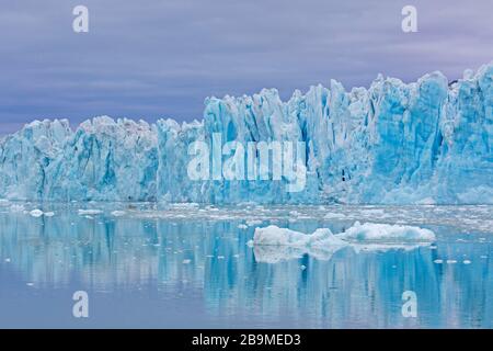 Monacobreen, glacier in Haakon VII Land which debouches into Liefdefjorden, Spitsbergen / Svalbard, Norway
