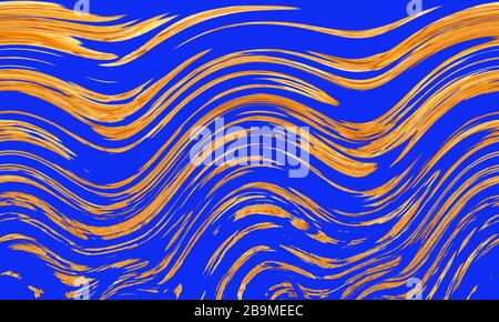 Blue and yellow wave stripes for backgrounds and wallpapers. Abstraction Stock Photo