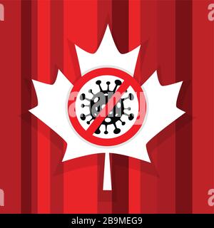 Corona Virus in Canada. 2019-nCoV. CoronaVirus Global Spread and Concept of Icon of Stopping Corona Virus. Flu and lung disease spreading of world Stock Vector