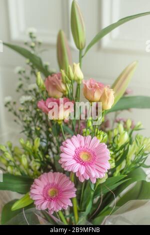 Soft Focus Spring Flower Bouquet in Sunlight Stock Photo
