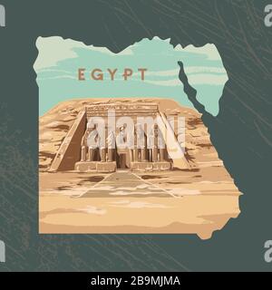 The Great Temple at Abu Simbel, Egypt.  Stock Vector