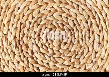 Wicker round placemat surface texture top view Stock Photo