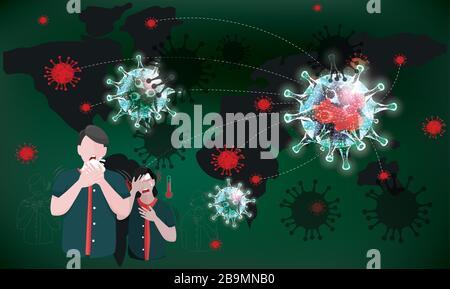 face covered in virus infection Stock Vector