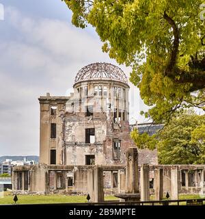 Remnants of a bilding in the A bomb memorial site in Hiroshima, Japan. Stock Photo