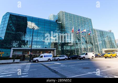 New York, USA. 24th Mar, 2020. Light vehicular traffic on 11th Avenue is seen in front of at the newly-established hospital site that will be used to treat COVID-19 patients at the Javits Center in New York, NY, USA on March 24, 2020. (Photo by Albin Lohr-Jones/Sipa USA) Credit: Sipa USA/Alamy Live News Stock Photo