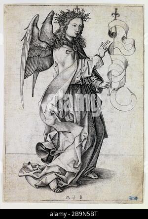 THE ANGEL OF THE ANNUNCIATION, B1 Martin Schongauer (1450-1491). 'L'ange de l'Annonciation' (B1). Gravure. Musée des Beaux-Arts de le ville de Paris, Petit Palais. Stock Photo