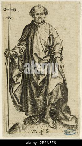 Twelve Apostles: Saint Philippe (Bartsch 38) Martin Schongauer (vers 1450-1495). Les douzes apôtres : Saint Philippe (Bartsch 38). Gravure (burin), 1480-1485. Musée des Beaux-Arts de la Ville de Paris, Petit Palais. Stock Photo