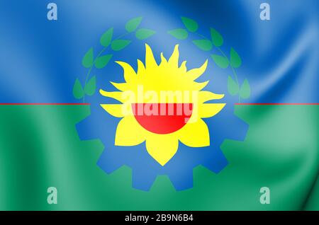 3D Flag of Buenos Aires province, Argentina. 3D Illustration. Stock Photo