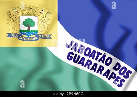 3D Flag of Jaboatao dos Guararapes (Pernambuco state), Brazil. 3D Illustration. Stock Photo
