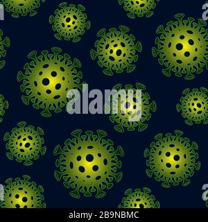 Coronavirus seamless background pattern. Black virus silhouettes. COVID ...