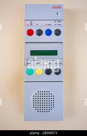 Intercom system with emergency call for nursing staff in hospital, Bavaria, Germany Stock Photo