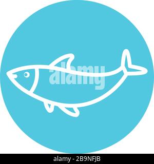 Fish line block style icon design Sea life ecosystem fauna ocean ...