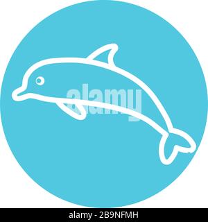 Dolphin line block style icon design Sea life ecosystem fauna ocean ...