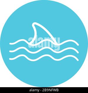 shark line block style icon design Sea life ecosystem fauna ocean ...