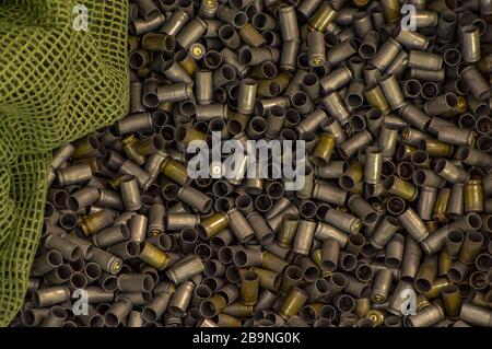 Sleeves in a wooden box. military background Stock Photo