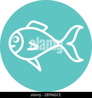 Fish line block style icon design Sea life ecosystem fauna ocean ...
