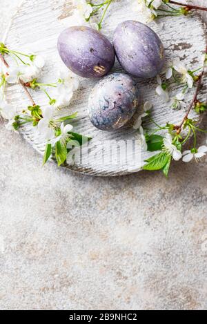 Easter painted eggs with marble effect Stock Photo
