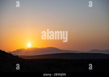 Africa, Djibouti, Abourma. Aburma's desert at sunset