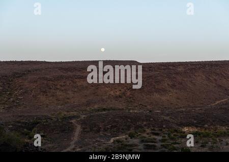Africa, Djibouti, Abourma. Aburma's desert under moonlight