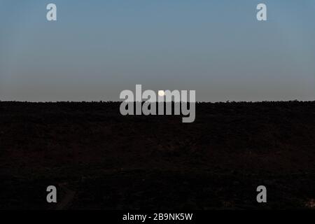 Africa, Djibouti, Abourma. Aburma's desert under moonlight