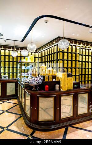 Interior of luxurious TWG Tea Shop and Teahouse in Leicester Square, London, UK Stock Photo