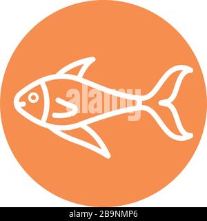 Fish line block style icon design Sea life ecosystem fauna ocean ...
