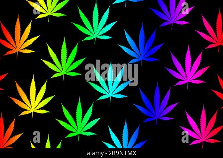 Marijuana leaf illustrations on cannabis Beautiful background, top corner picture. - image Stock Photo