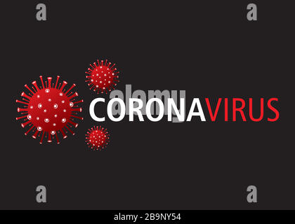 Abstract virus strain model of MERS-Cov and Novel coronavirus 2019-nCoV with text on black background. Virus Pandemic Protection Concept Stock Vector