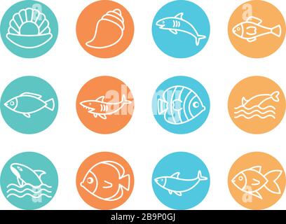 whale line block style icon design Sea life ecosystem fauna ocean ...