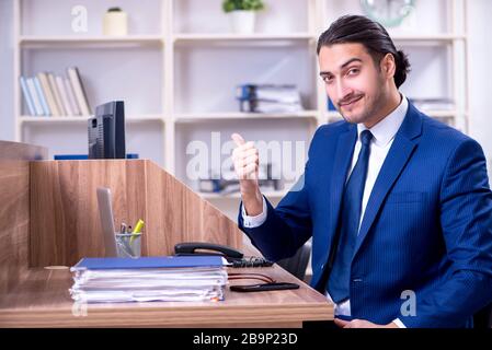 The young handsome businessman working in the office Stock Photo