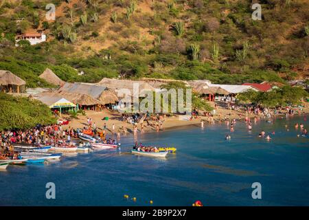 Taganga-Santa-Marta-Colombia, 01. March, 2020: The Caribbean coast of Taganga, Colombi Stock Photo