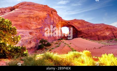 The Ear of The Wind, a hole in a rock formation in Monument Valley Navajo Tribal Park on the border of Utah and Arizona, United States Stock Photo