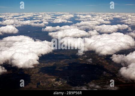 A view from an airplane window over the USA. Stock Photo