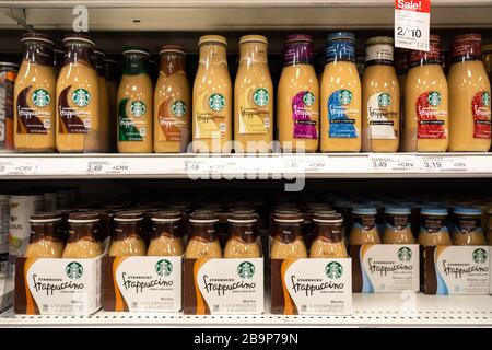 Los Angeles, USA. 1st Feb, 2020. Bottles of Starbucks Frappuccino coffee drinks are seen in a Target superstore. Credit: Alex Tai/SOPA Images/ZUMA Wire/Alamy Live News Stock Photo
