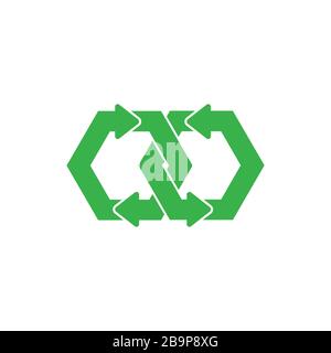 green linked chain recycle circle arrows symbol vector Stock Vector