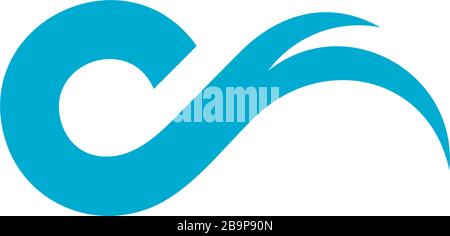 simple geometric motion waves letter c logo vector Stock Vector