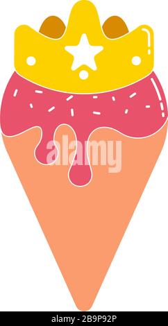 ice cream cone melting colorful geometric crown design logo vector Stock Vector