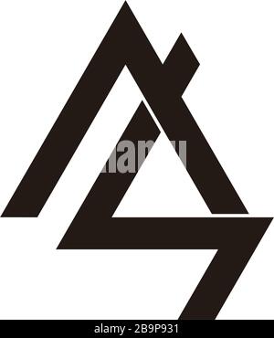 abstract letter as simple arrow geometric overlap line logo vector Stock Vector