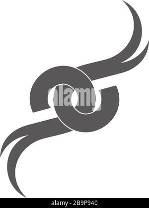 linked wings flat curves fly logo vector Stock Vector