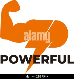 letter p powerful dumbbell barbell strong arm geometric logo vector Stock Vector