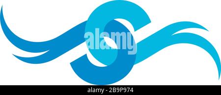 linked blue wave overlapping symbol logo vector Stock Vector