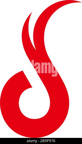 letter ds curves hot red loop round logo vector Stock Vector
