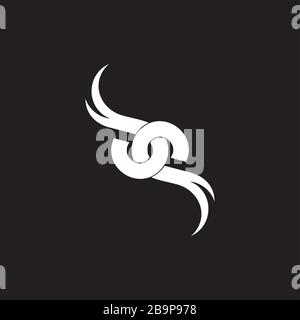 linked wings flat curves fly overlapping logo vector Stock Vector