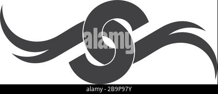 linked wings flat curves logo vector Stock Vector