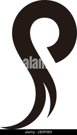 letter p curves rotation geometric round logo vector Stock Vector